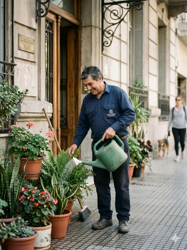 El jardinero de la entrada